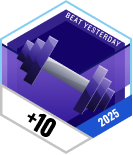 Beat Yesterday Pro Strength 2025
2 points
badge_AB4E06C5EB0C47BBA3ED4F85FB19987E_sml.png
#2655